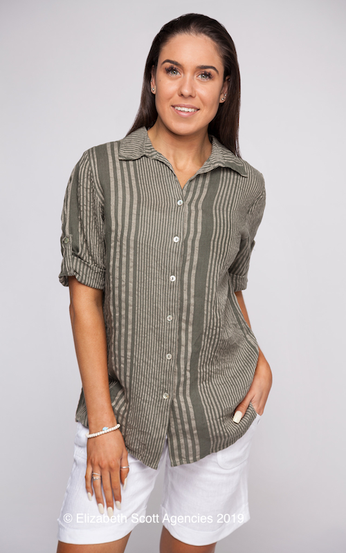 Stripe Linen Shirt - Click Image to Close