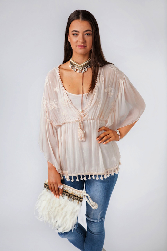 Embroidered Silk Top - Click Image to Close