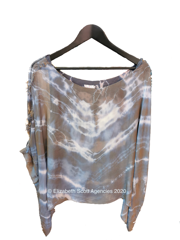 Hand Dyed Raw Edge Top with Lace Sleeves - Click Image to Close