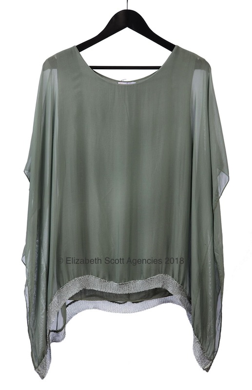 Silk Top With Silver Mesh - Click Image to Close