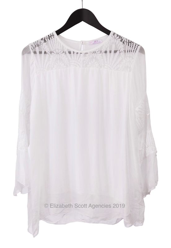 Lace Yoke And Sleeve Detail Top - Click Image to Close