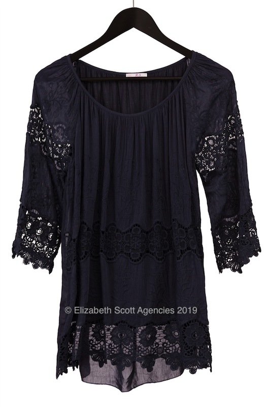 Floral Embroidery And Sleeve Detail Top - Click Image to Close