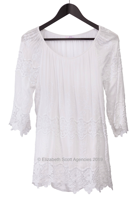 Floral Embroidery And Sleeve Detail Top - Click Image to Close