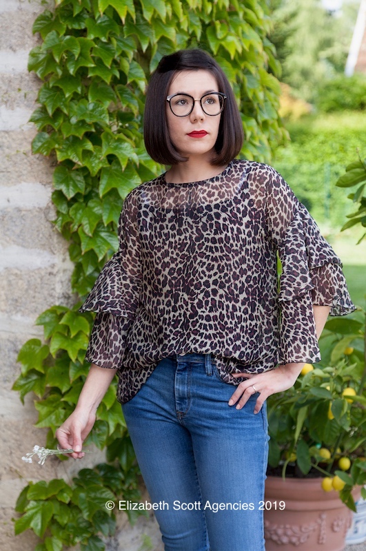 Leopard Print Top With Frill Sleeve - Click Image to Close