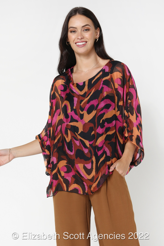 Silk Top With Print - Click Image to Close