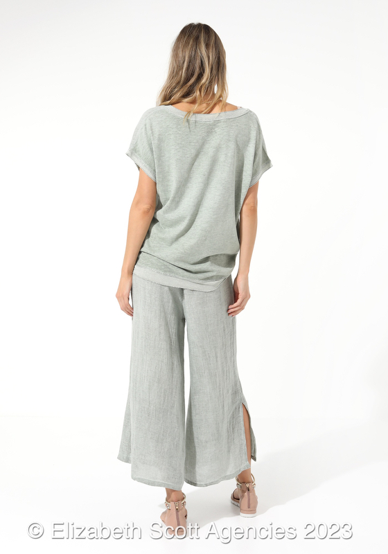 Linen Top with Lurex Trim - Click Image to Close