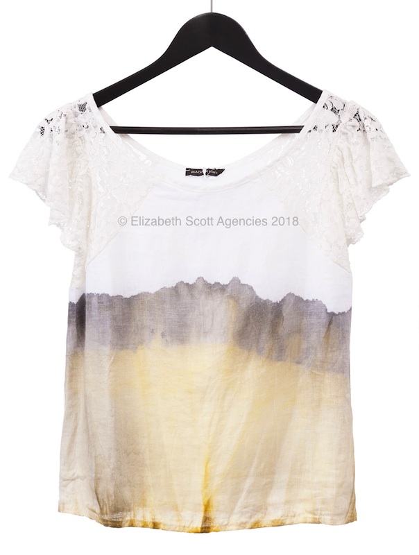 Tie Dye Linen Top With Lace - Click Image to Close