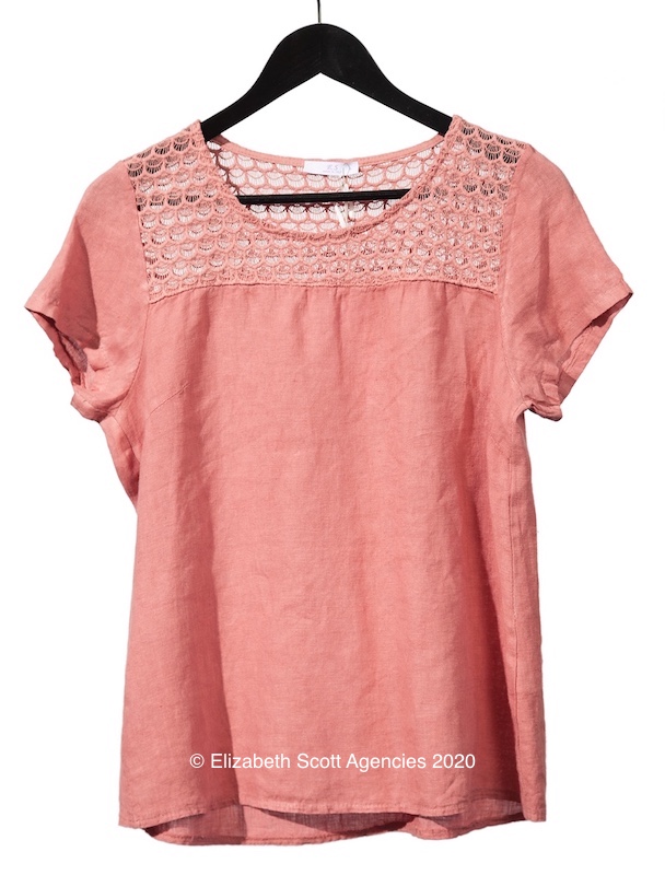 Linen Top With Lace Yoke - Click Image to Close