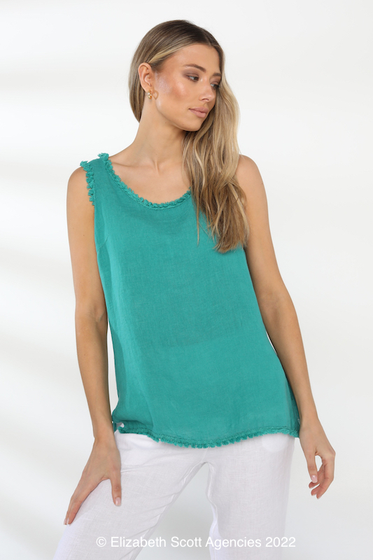 Linen Top With Trim - Click Image to Close
