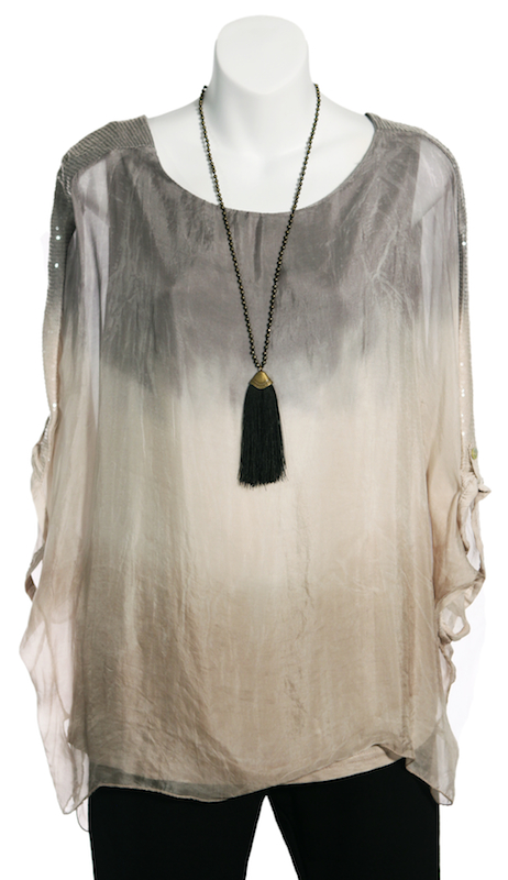 Tie Dye Silk Top with Sequinned Sleeves - Click Image to Close