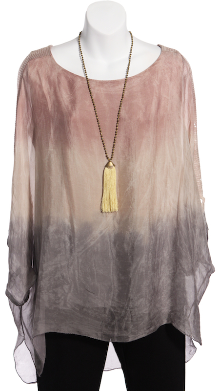 Tie Dye Silk Top with Sequinned Sleeves - Click Image to Close