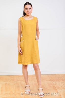 Linen Dress With Silver Trim Pockets Linen Dress With Silver Trim Pockets