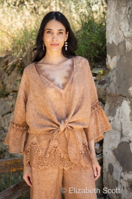Lace Trim Linen Jacket