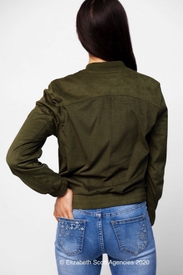 Suedette Jacket With Patch Pocket And Perforations