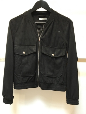 Suedette Jacket With Patch Pocket And Perforations