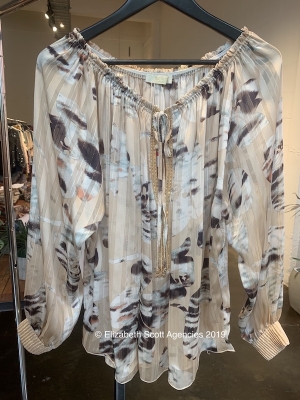 Waterlily Print Top With Lurex Cuff