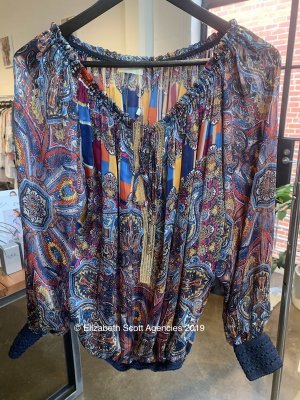 Paisley Print Top With Black Sequin Top