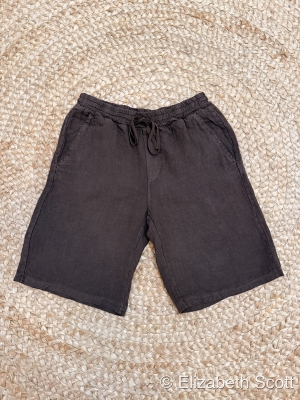Linen Shorts With Side Pockets and Drawstring Waist