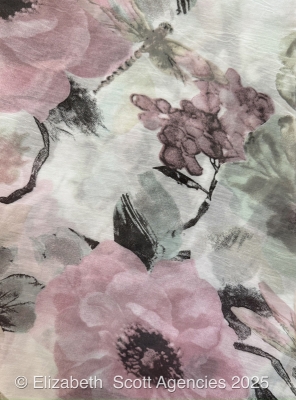 Faded Dragonfly Floral Print Scarf