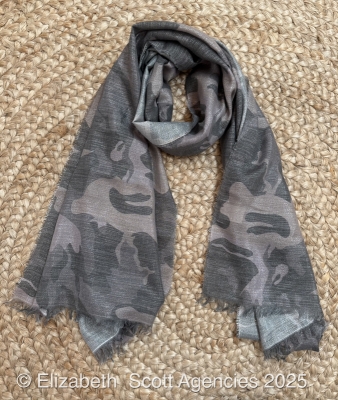 Metallic Camo Print Polyester Scarf