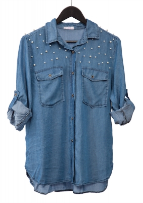 Tencel Shirt with Pearls