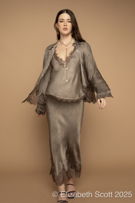 Satin Skirt With Lace