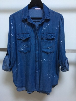 Tencel Shirt with Paint Splash Effect