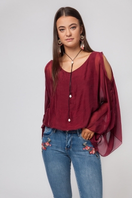 Silk Top With Open Sleeves
