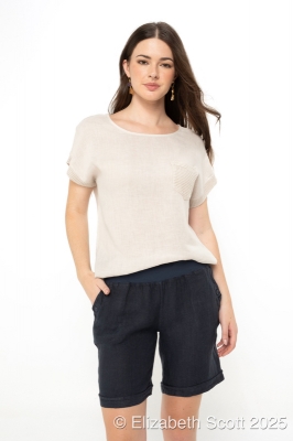 Linen T-Shirt WithMesh Pocket and Detail