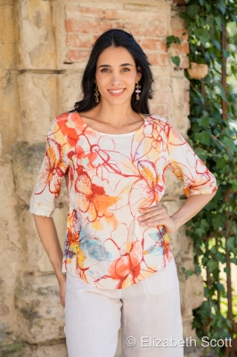 Ink Flower Print Top