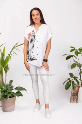 Lotus Tencel Shirt with Diamante Detail